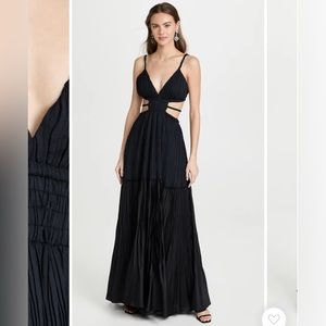 Simkhai Black Liz Pleated Gown